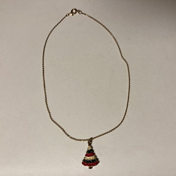 Vintage Enamel Christmas Tree Necklace - Picture 9 of 11